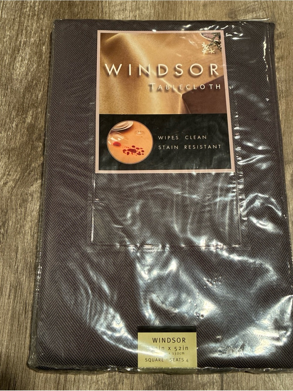 Charcoal Gray Windsor Tablecloth Square 52x52 100% Polyester Stain Resistant